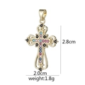 Gold cross pendant with colorful zircon stones measuring 2.8cm by 2.0cm and weighing 1.8g - Multicolored Gemstone Hollow Cross (D1002JCH) / Pendant Only (No Chain)