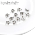 Silver stainless steel 4x8mm crimp bead covers and 3mm positioning beads for jewelry DIY - Bead Tips 4x8mm Crimp Beads 2mm / Silver