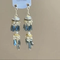 Elegante Goldene Ohrringe mit blauen Kristalltropfen und weißen Perlen im Quasten-Design - Gold & Grün (2# Silber Earring Post)