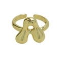 Bague bubble minimaliste en laiton plaqué or 18k avec un design lettre A bombée - Lettre A / Doré
