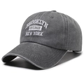 Gorra de béisbol vintage gris oscuro lavado con bordado de Brooklyn New York - Ajustable / Gris