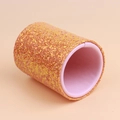 Glitzernder orangefarbener Make-up-Pinselhalter mit rosa Futter für Schminktische - Gelber Glitzereimer / Standardgröße