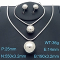 Parure de bijoux 3 pièces en argent avec sphères, collier, bracelet et boucles d'oreilles - Parure 3 Pièces Pendentif 25mm (Collier + Bracelet + Boucles d'Oreilles) / Argenté