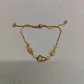 Adjustable 18k gold plated bracelet with zircon gourd charms and white pearl accents - Gourd Shape (WB856 WB867) / Gold-Black
