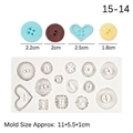 Silicone mold for DIY button shapes including heart and round styles for cake fondant - Gray