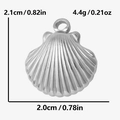 Detail showing dimensions of silver 304 stainless steel shell pendant at 2.1x2.0 cm - Silver