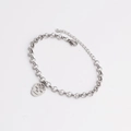 Bracciale teschio minimalista in acciaio inossidabile argento con chiusura a moschettone - Bracciale con Ciondolo a Teschio