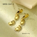 Vintage 18K gold-plated stainless steel triple bean drop earrings in golden finish - Gold Bean