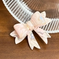 Pink marbled acetate double-layer bow hair clip with polished glossy finish - 5.4cm / Pink Duckbill Clip