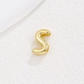 Macro detail of a 10mm gold-plated alphabet S pendant charm for DIY bracelet straps - Letter S / Gold