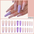 Faux ongles ballerine longs french lavande et rose avec décorations de strass colorés - Violet Clair Nude French Strass (JP0354-02)