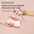 Compact mini floral sun umbrella with matching clutch bag, 14cm portable closed length - Pouch Bag Style (Floating Black Tea) / 40% Off