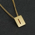 18K gold-plated stainless steel square pendant necklace featuring letter I engraving - Letter I