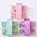 Pastel pink, mint, and purple stationery sets with gold binder clips and paperclips - 7748 Set (28mm/50mm Paper Clips + 19mm/25mm Binder Clips)
