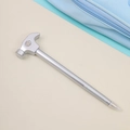 Close-up of a creative hammer-shaped silver ballpoint pen on a minimalist background - Hammer Pen - Silver (with Magnet)