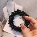 Elegante elastico per capelli e bracciale con perline nere finitura lucida - Filo Nero Perla Nera