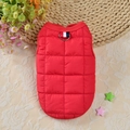 Quilted red pet vest for dogs and cats with decorative webbing and metal D-ring attachment - XS / Red