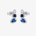 Elegante S925 zilveren oorknopjes met blauwe en witte druppelvormige edelstenen - 925 zilver / Platina