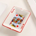 Rechteckiger Keramik-Aschenbecher mit Karo-König-Pokerkartendesign und rotem Rand - Karo K (Rechteckig)