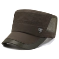 Men's dark brown mesh cadet cap for summer with breathable panels and fashion badge - Adjustable / Army Green