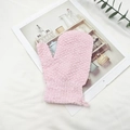 Exfoliating pink scrubbing shower glove with textured matte surface and hanging loop - Baozai Style / Single Piece / Coral Pink
