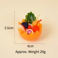 Miniature resin orange fruit dessert bowl keychain with 3.5cm x 4cm dimensions - Orange Bowl - Red Yellow Cherry Apple Blueberry