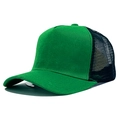Atmungsaktive Trucker-Kappe in Grün und Schwarz mit Baumwollfront und gebogenem Rand - Verstellbar (56-58cm) / Grün & Schwarz