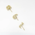 Detailed view of three gold minimalist geometric alloy earrings in polished finish - 3-Piece Stud Earring Set / Gold