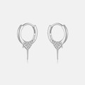 Orecchini a cerchio in argento S925 con triangolo di cristallo e pendente a cono - Argento 925 / Platino