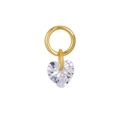 S925 silver heart charm with white crystal and gold metal ring for DIY jewelry making - A0025-Heart / Gold