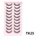 10 paar Russische DD-krul valse wimpers op roze tray model TK25 - Natuurlijke slanke stijl (TK25)