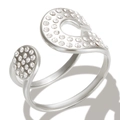 Minimalist geometric triple-bar silver adjustable open ring with sparkling crystals - Style G Steel Color