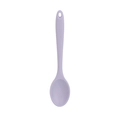 Single purple silicone cooking spoon with integrated handle and hanging hole on white background - Solid Spoon / Purple