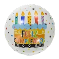 18 inch round Feliz Cumpleaños foil balloon with colorful cake and candles design - Round Spanish Star Cake Birthday