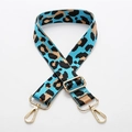 Adjustable bright blue leopard print shoulder strap with gold metal lobster clasps - Silver Hook / No.189