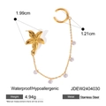 18k gold plated stainless steel starfish ear cuff with zircon chain in golden finish - Starfish Single Ear Clip / Gold