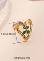 Golden heart-shaped ring with real four-leaf clover resin inlay and hammered texture detail - Gold - Heart Four-Leaf Clover