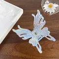 Iridescent light blue butterfly hair claw clip with cutout wings in large size - Large Butterfly 9cm / Iridescent Blue