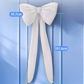 Large white fabric bow wall decoration for weddings, size 45.7cm wide and 101.6cm high - White Large Bowknot