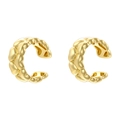 French vintage gold C-shape ear cuffs with layered textured geometric patterns - VE1428 Gold 1 Pair (Heart Chain)