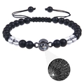 Black matte stone projection bracelet with 100 languages I Love You crystal stone - Frosted Stone & White Crystal (Projection Bracelet)
