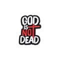 Spilla in smalto nero con scritta GOD IS NOT DEAD bianca e croce rossa in metallo - Stile God Is Not Dead (QHXZ938)