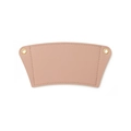 Detailed view of pink PU leather coffee sleeve with stitching and gold metal eyelets - Nude Pink