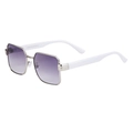 Fashion silver metal frame sunglasses with purple gradient lenses and white temples - Nickel White White
