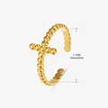 Adjustable golden cross bead ring made of stainless steel with 1.7cm diameter - Gold Ring 131