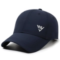 Quick-dry navy blue baseball cap with silver WV embroidery and reinforced brim - Navy Blue