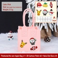 Sac cadeau de Noël rose à bricoler avec autocollants 3D Père Noël et renne - Sac Cadeau de Noël en Feutre DIY Rose A
