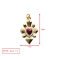 Detailaufnahme vom goldenen Herzanhänger mit rotem Stein und Maßen von 29mm x 17mm - Kreuz-Herz