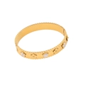Eleganter goldfarbener Armreif mit weißen Blumen-Charms und polierten Akzenten - Weiß