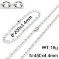 Polished silver stainless steel jewelry set with lobster clasp and chain dimensions - 4.4mm Width / 20cm Bracelet / Steel